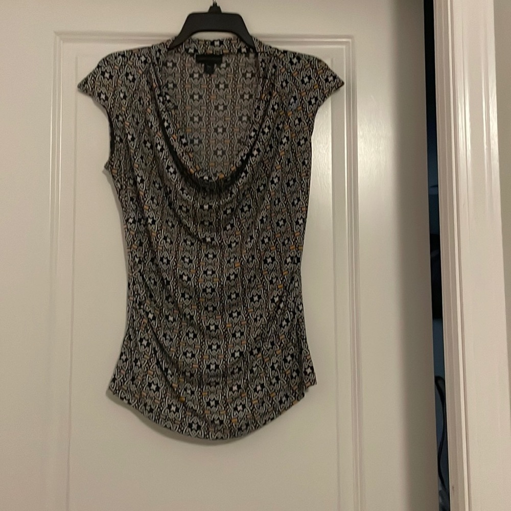 Printed Cowl Neck Blouse - Black Multi